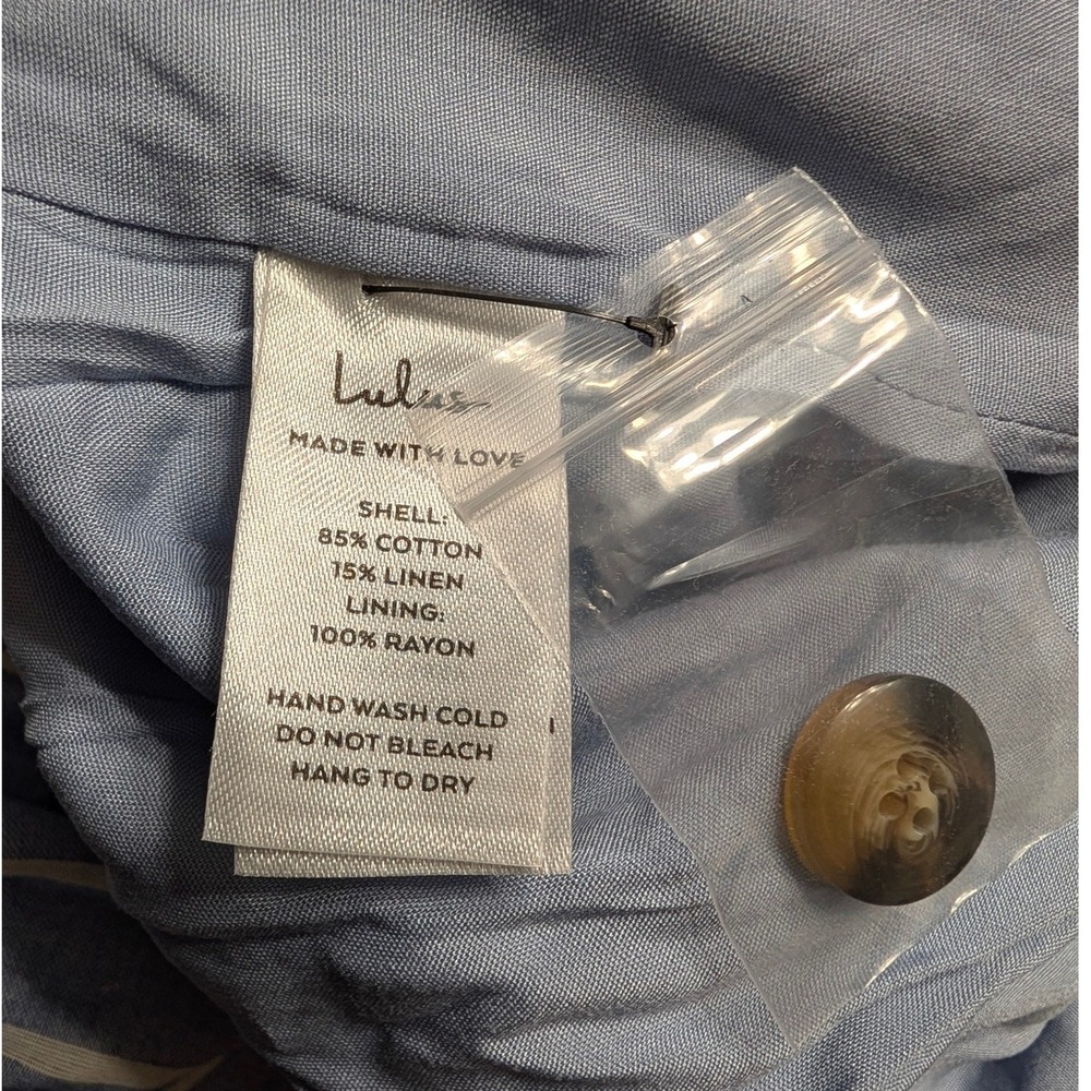 Lulus Sunny Day Classic Blue White Striped Strapless Jumpsuit Linen Blend Small - Picture 7 of 9